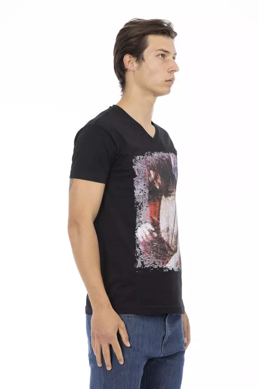 Trussardi Action Black Cotton Men T-Shirt $130.00 Trussardi Action Luzworld