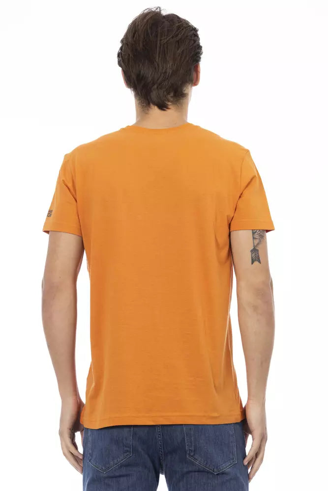 Trussardi Action Orange Cotton Men's V-Neck T-Shirt $130.00 Trussardi Action Luzworld