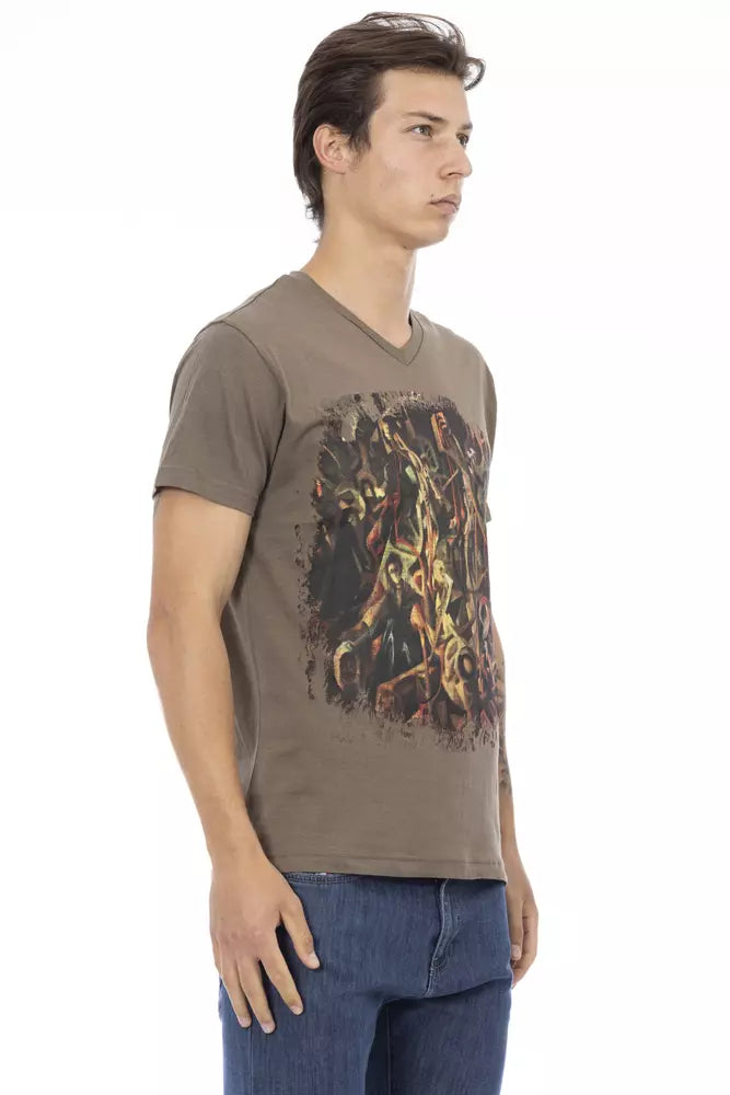 Trussardi Action Brown Cotton Men T-Shirt $130.00 Trussardi Action Luzworld