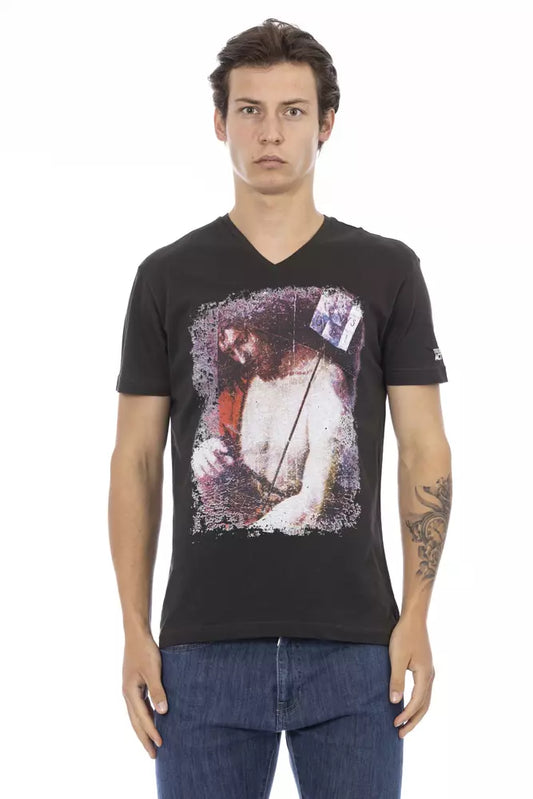 Trussardi Action Black Cotton Men T-Shirt $130.00 Trussardi Action Luzworld