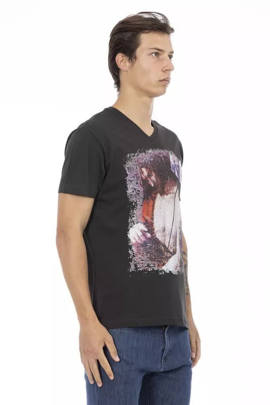 Trussardi Action Black Cotton Men T-Shirt $130.00 Trussardi Action Luzworld