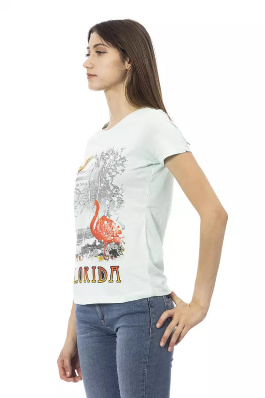 Trussardi Action Light Blue Cotton Women T-Shirt $131.00 Trussardi Action Luzworld