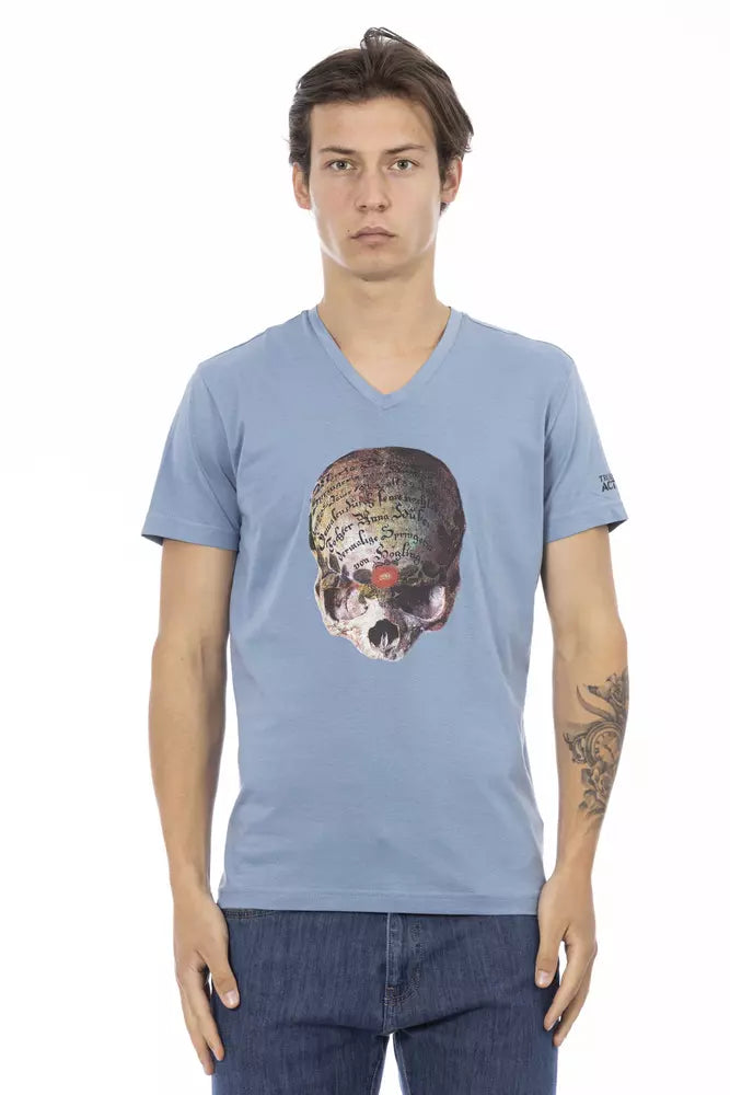 Trussardi Action Light Blue Cotton Men T-Shirt $130.00 Trussardi Action Luzworld