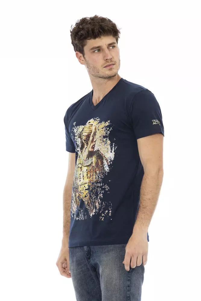 Trussardi Action Blue Cotton Men T-Shirt $130.00 Trussardi Action Luzworld
