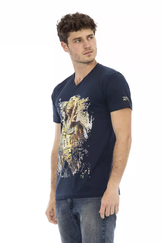 Trussardi Action Blue Cotton Men T-Shirt $130.00 Trussardi Action Luzworld