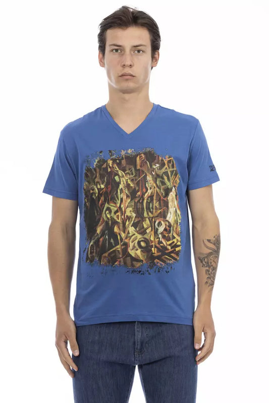 Trussardi Action Blue Cotton Men's T-Shirt $130.00 Trussardi Action Luzworld