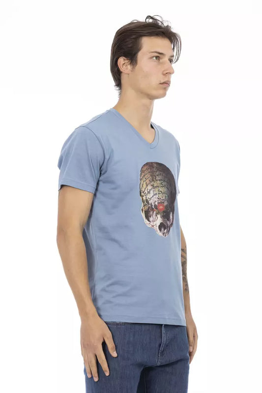 Trussardi Action Light Blue Cotton Men T-Shirt $130.00 Trussardi Action Luzworld