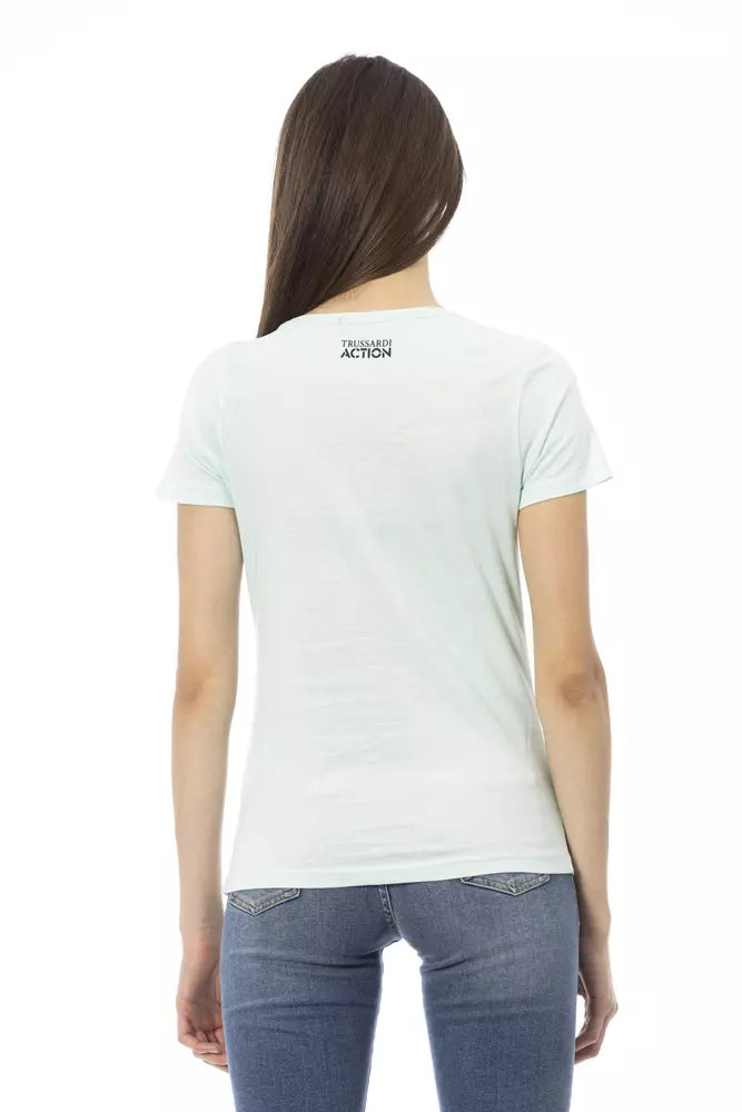 Trussardi Action Light Blue Cotton Women T-Shirt $131.00 Trussardi Action Luzworld