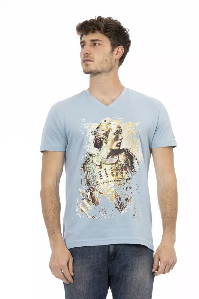 Trussardi Action Light Blue Cotton Men T-Shirt $130.00 Trussardi Action Luzworld