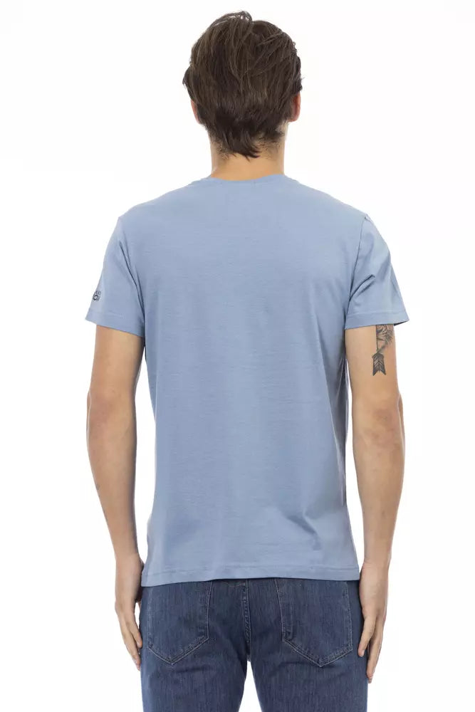 Trussardi Action Light Blue Cotton Men T-Shirt $130.00 Trussardi Action Luzworld