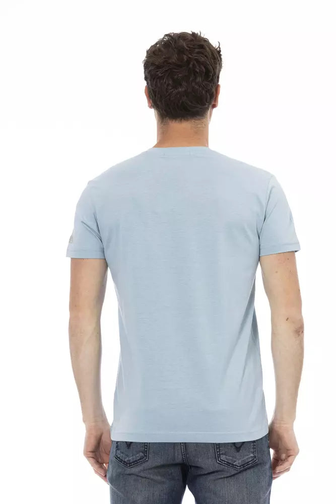 Trussardi Action Light Blue Cotton Men T-Shirt $130.00 Trussardi Action Luzworld