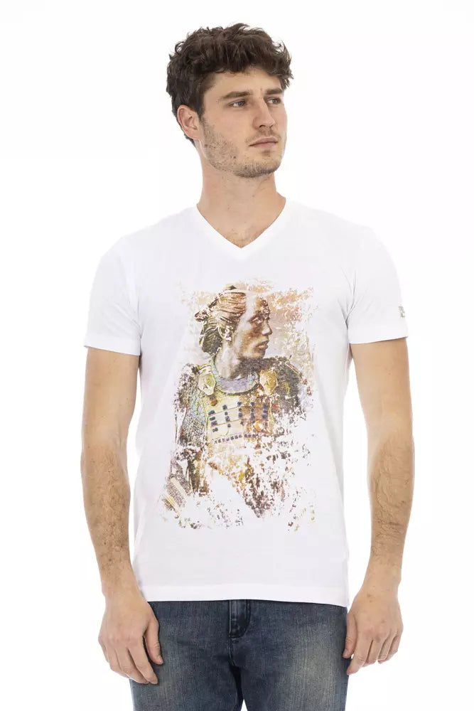 Trussardi Action White Cotton Men's V-Neck T-Shirt $131.00 Trussardi Action Luzworld