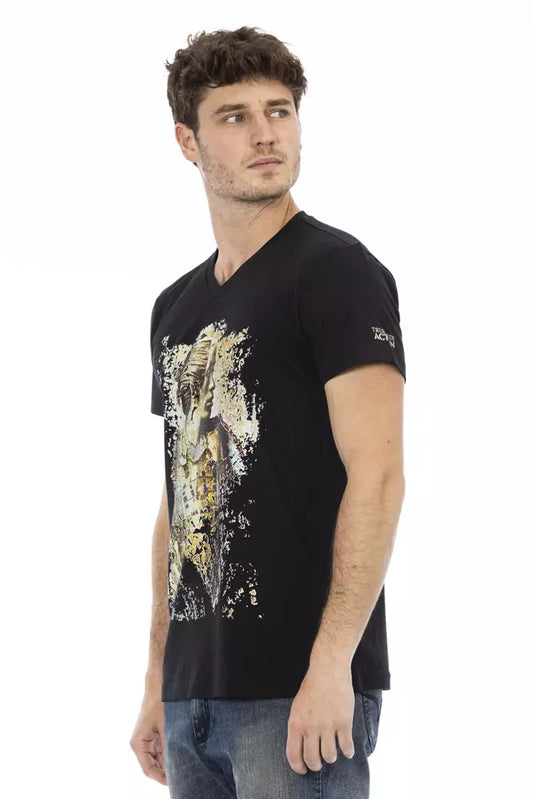 Trussardi Action Black Cotton Men T-Shirt $130.00 Trussardi Action Luzworld