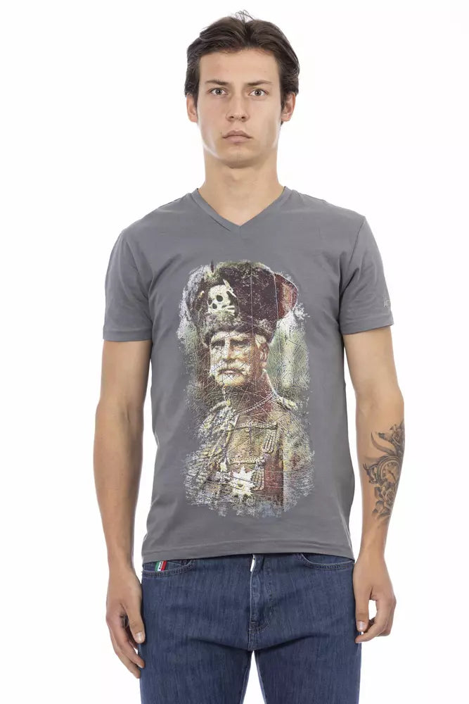 Trussardi Action Gray Cotton Men T-Shirt $130.00 Trussardi Action Luzworld