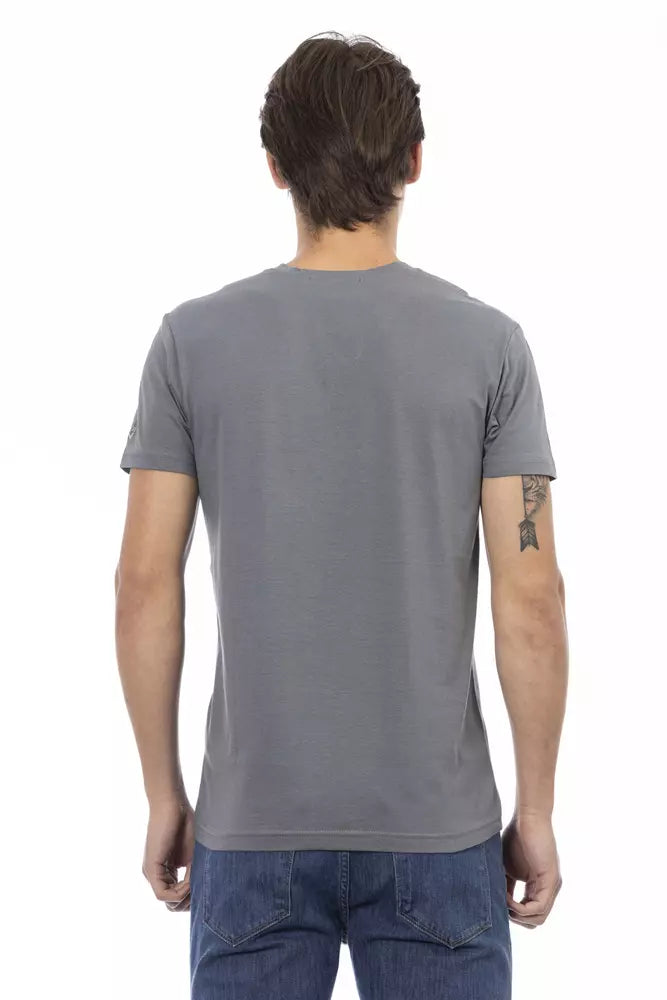 Trussardi Action Gray Cotton Men T-Shirt $130.00 Trussardi Action Luzworld