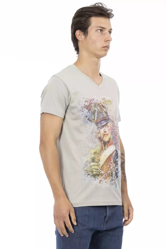 Trussardi Action Gray Cotton Men T-Shirt $130.00 Trussardi Action Luzworld