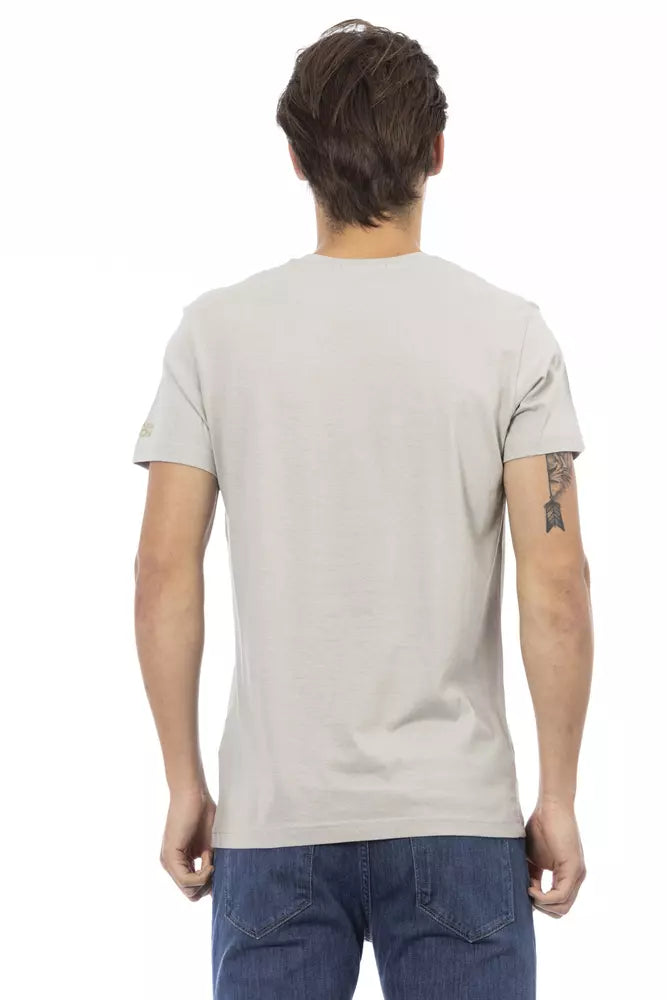 Trussardi Action Gray Cotton Men's V-Neck T-Shirt