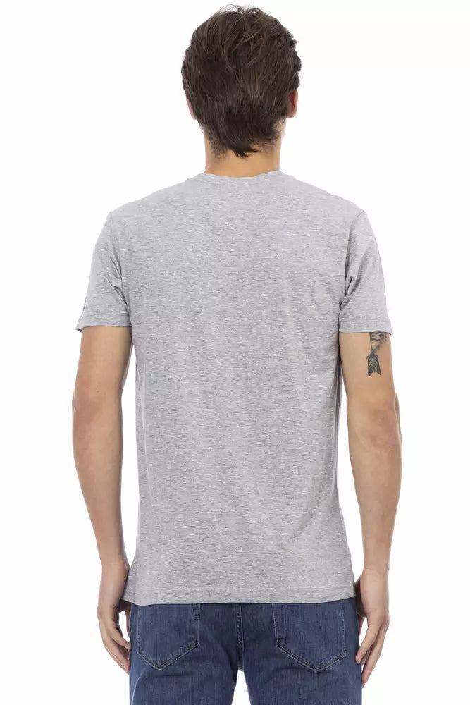 Trussardi Action Gray Cotton Men's V-Neck T-Shirt $130.00 Trussardi Action Luzworld