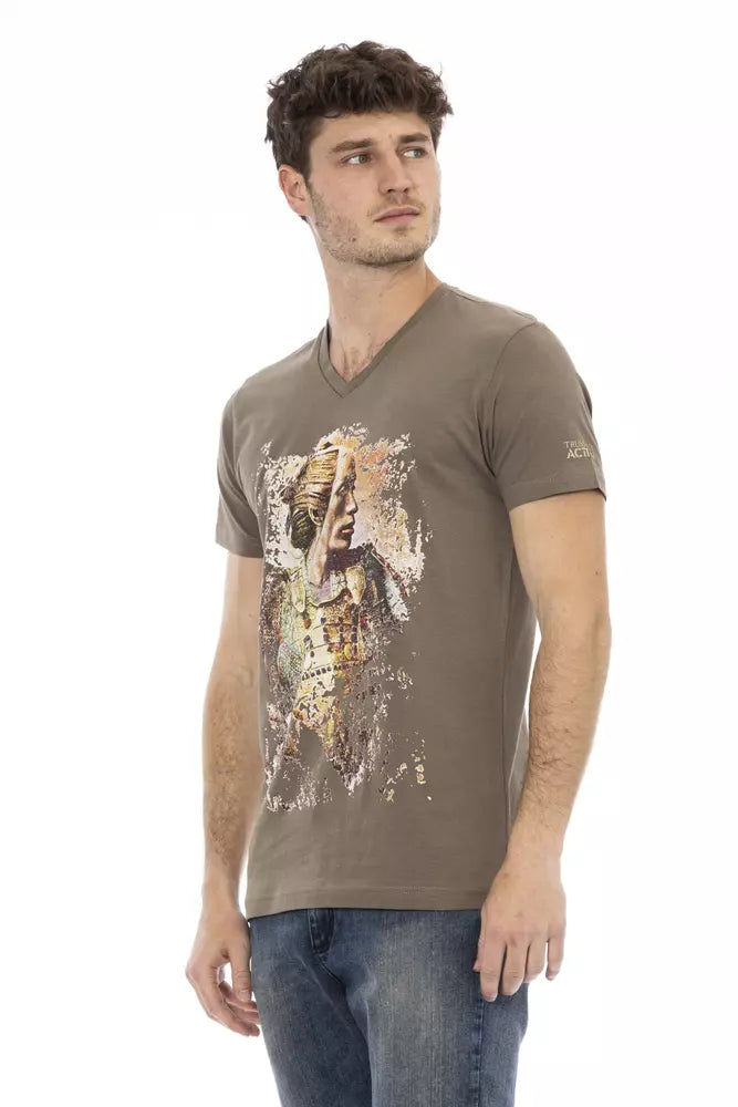 Trussardi Action Brown Cotton Men T-Shirt $130.00 Trussardi Action Luzworld