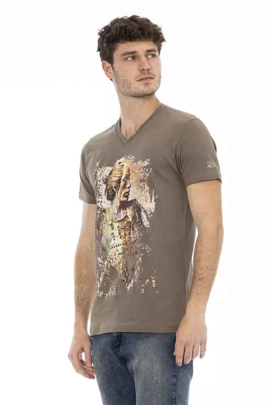 Trussardi Action Brown Cotton Men T-Shirt $130.00 Trussardi Action Luzworld
