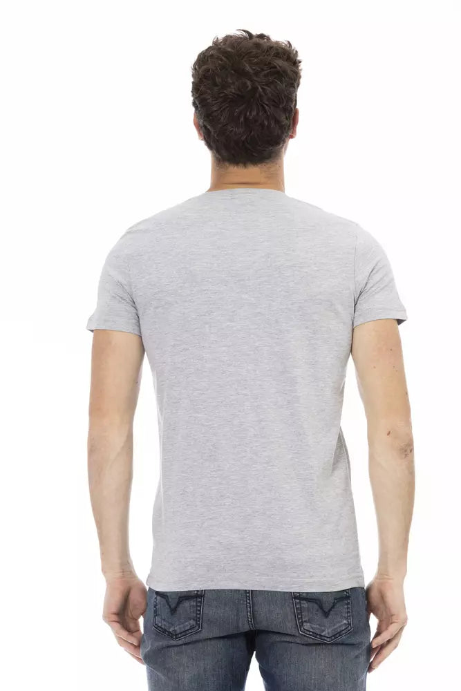 Trussardi Action Gray Cotton Men T-Shirt $130.00 Trussardi Action Luzworld