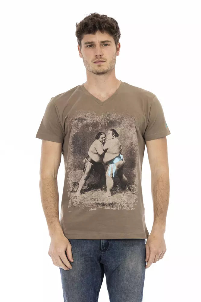 Trussardi Action Brown Cotton Men's T-Shirt $130.00 Trussardi Action Luzworld