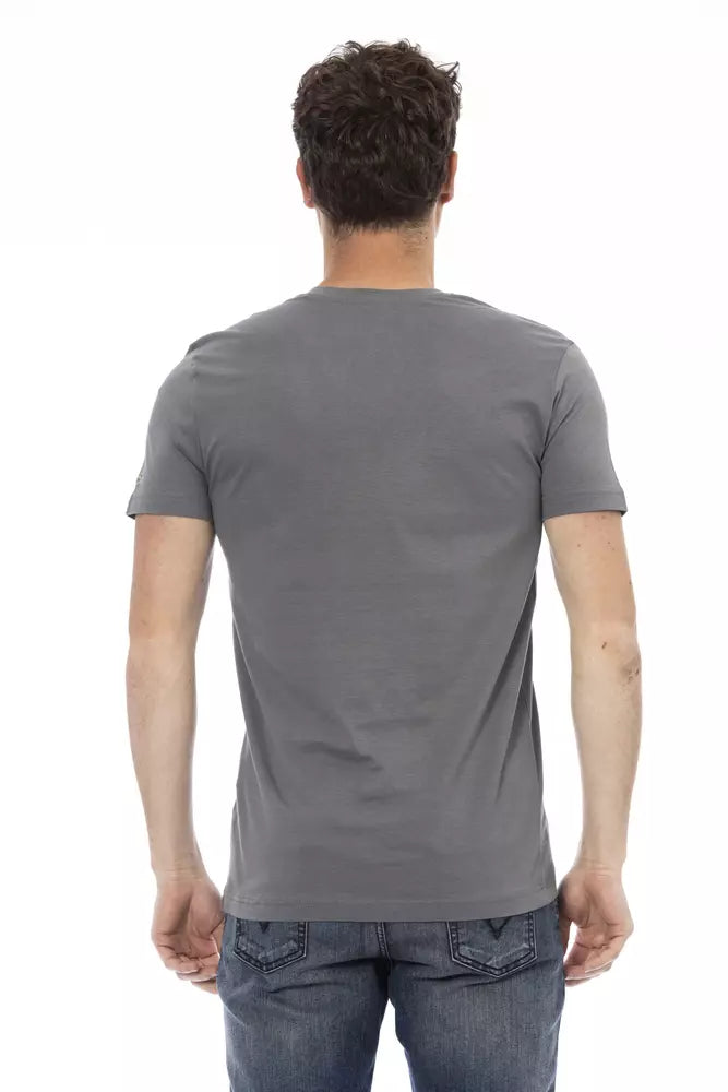 Trussardi Action Gray Cotton Men's V-Neck T-Shirt $130.00 Trussardi Action Luzworld