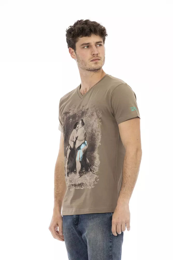 Trussardi Action Brown Cotton Men's T-Shirt $130.00 Trussardi Action Luzworld