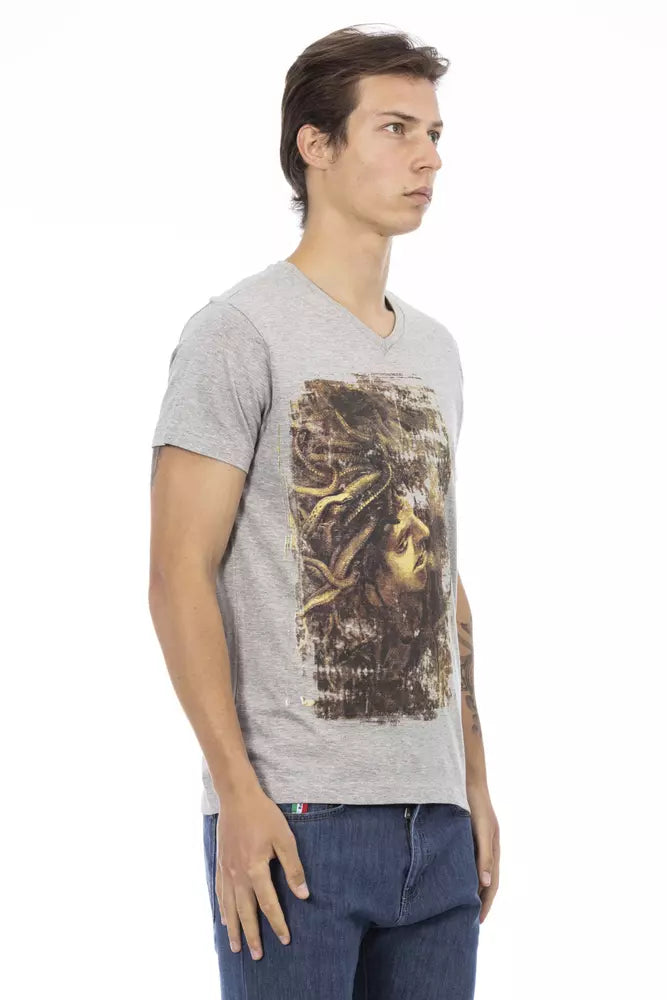 Trussardi Action Gray Cotton Men's T-Shirt $130.00 Trussardi Action Luzworld