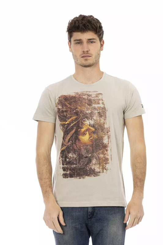 Trussardi Action Beige Cotton Men T-Shirt $130.00 Trussardi Action Luzworld