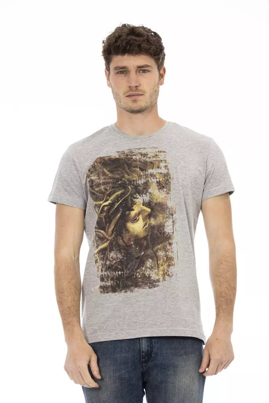 Trussardi Action Gray Cotton Men T-Shirt $130.00 Trussardi Action Luzworld