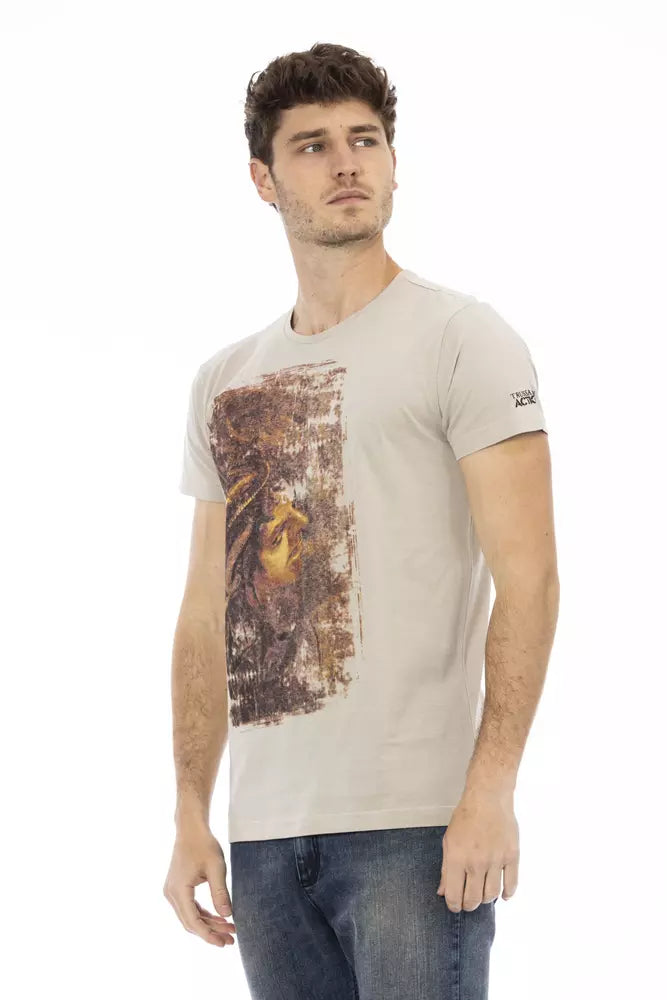 Trussardi Action Beige Cotton Men T-Shirt $130.00 Trussardi Action Luzworld
