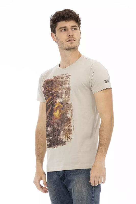 Trussardi Action Beige Cotton Men T-Shirt $130.00 Trussardi Action Luzworld