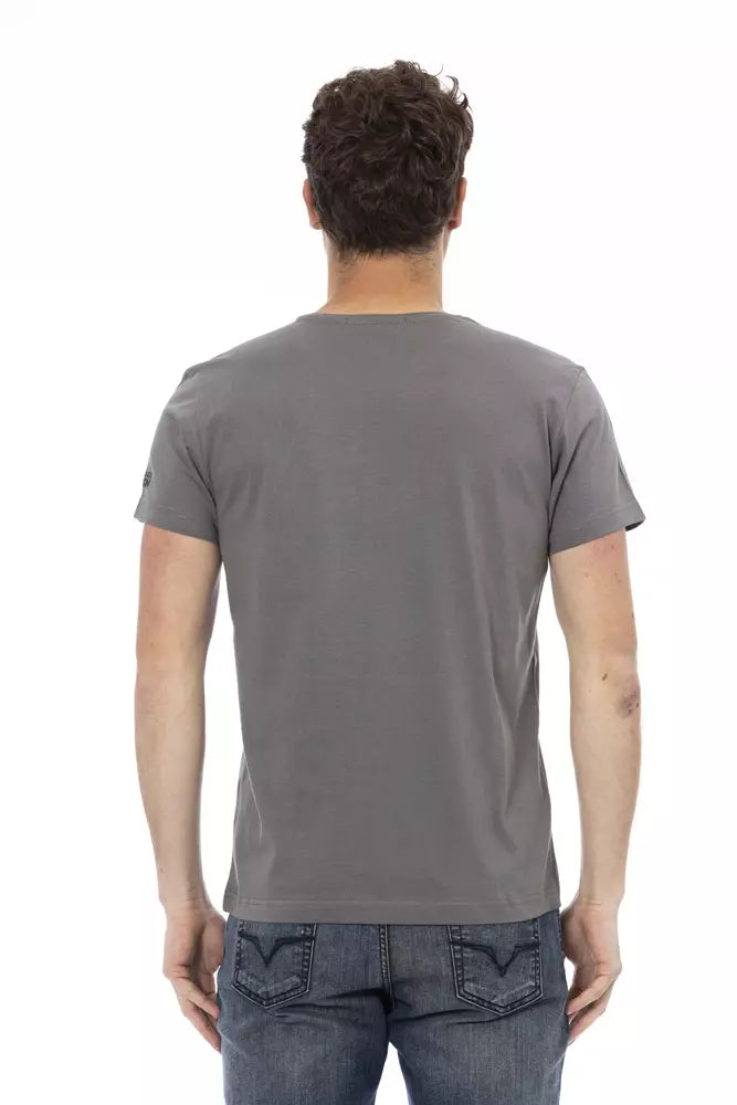Trussardi Action Gray Cotton Men's T-Shirt $130.00 Trussardi Action Luzworld