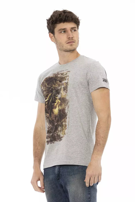 Trussardi Action Gray Cotton Men T-Shirt $130.00 Trussardi Action Luzworld