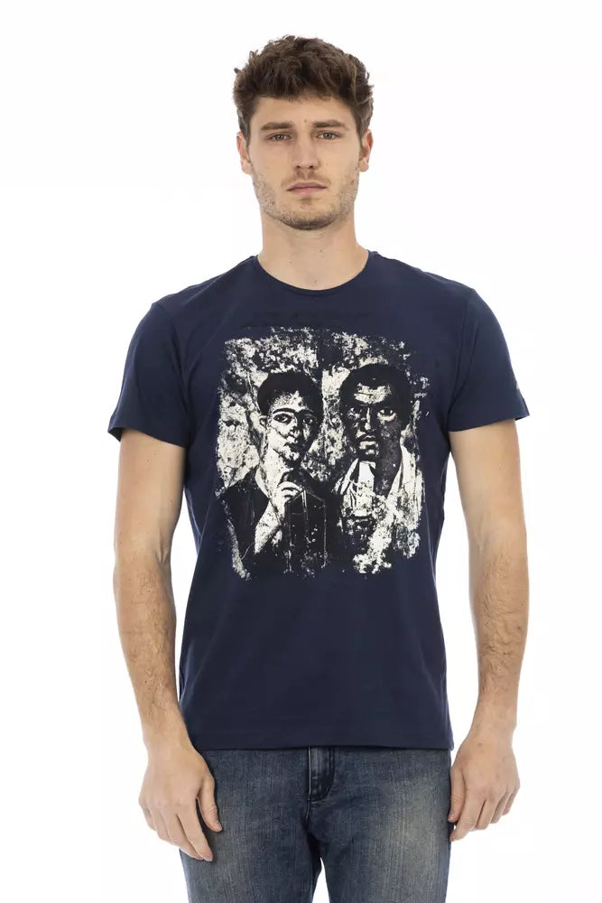 Trussardi Action Blue Cotton Men T-Shirt $130.00 Trussardi Action Luzworld