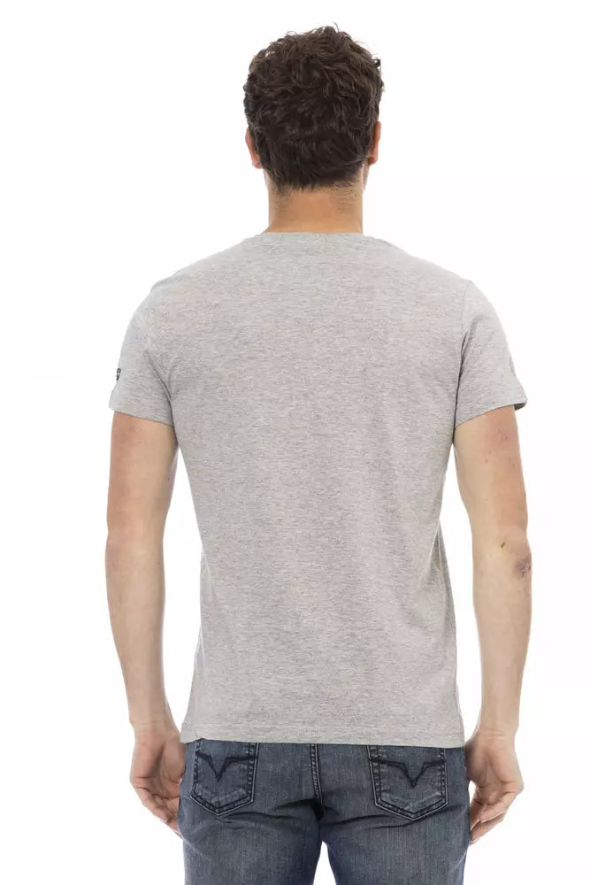 Trussardi Action Gray Cotton Men T-Shirt $130.00 Trussardi Action Luzworld