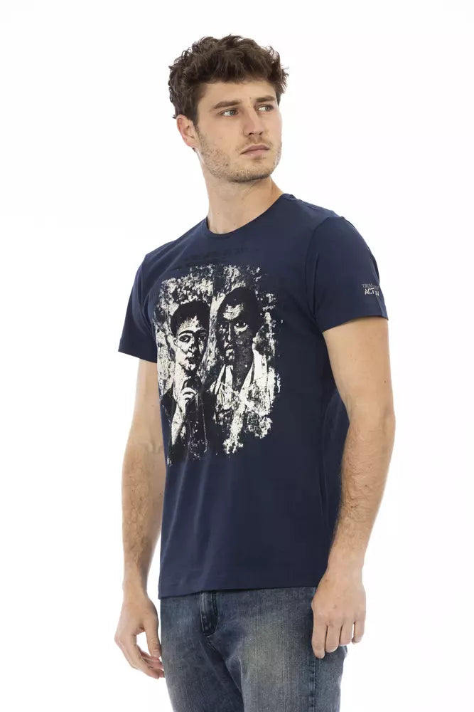 Trussardi Action Blue Cotton Men T-Shirt $130.00 Trussardi Action Luzworld
