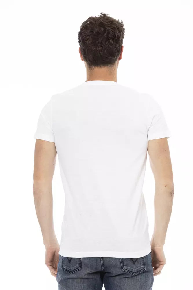 Trussardi Action White Cotton Men's V-Neck T-Shirt $130.00 Trussardi Action Luzworld
