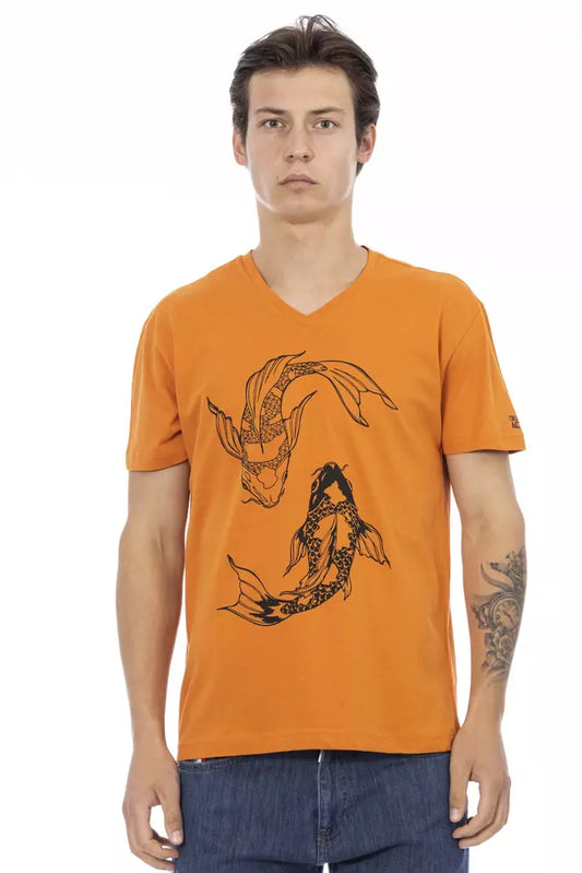 Trussardi Action Orange Cotton Men T-Shirt $130.00 Trussardi Action Luzworld