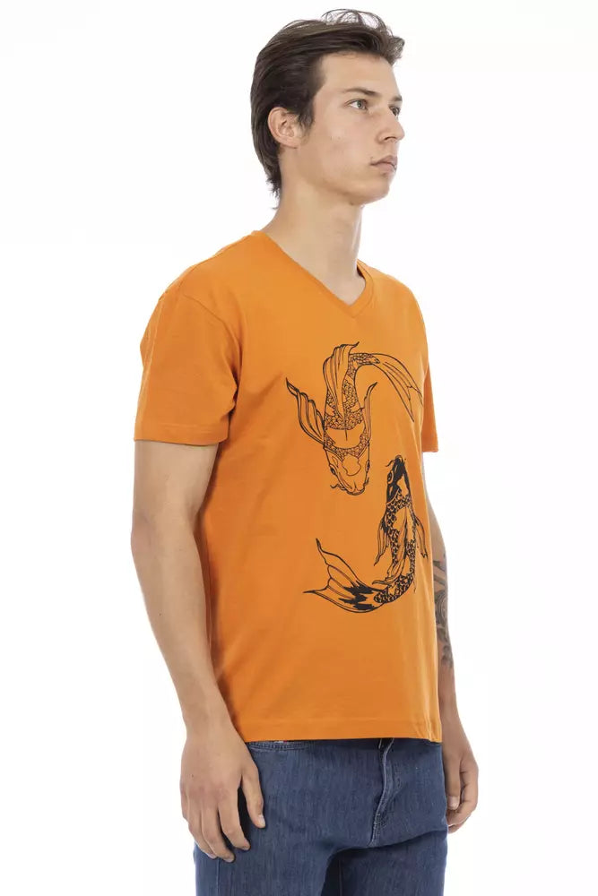 Trussardi Action Orange Cotton Men T-Shirt $130.00 Trussardi Action Luzworld