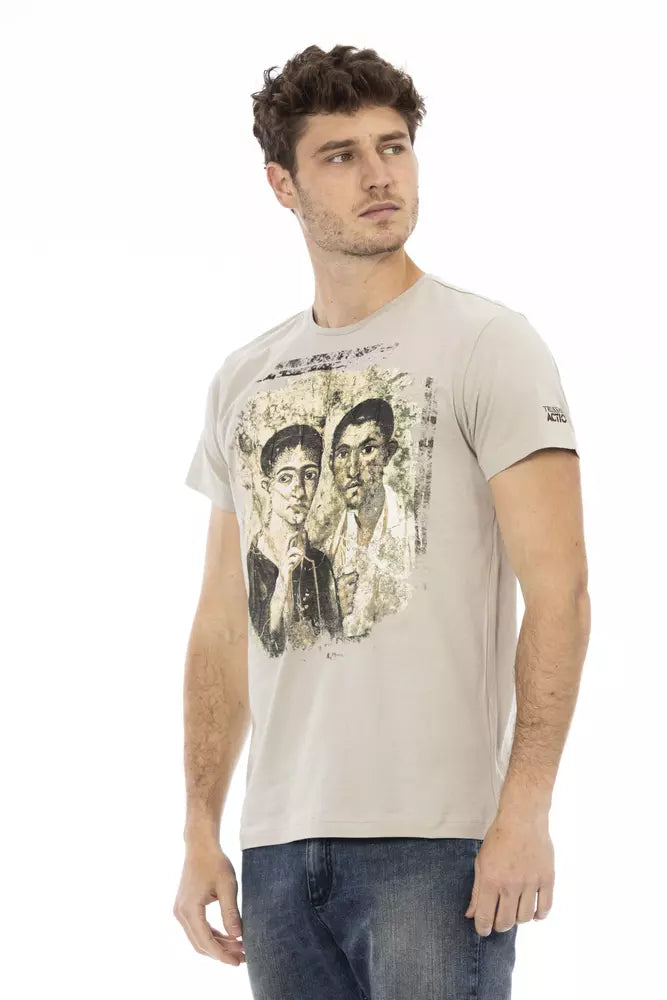 Trussardi Action Beige Cotton Men T-Shirt $130.00 Trussardi Action Luzworld
