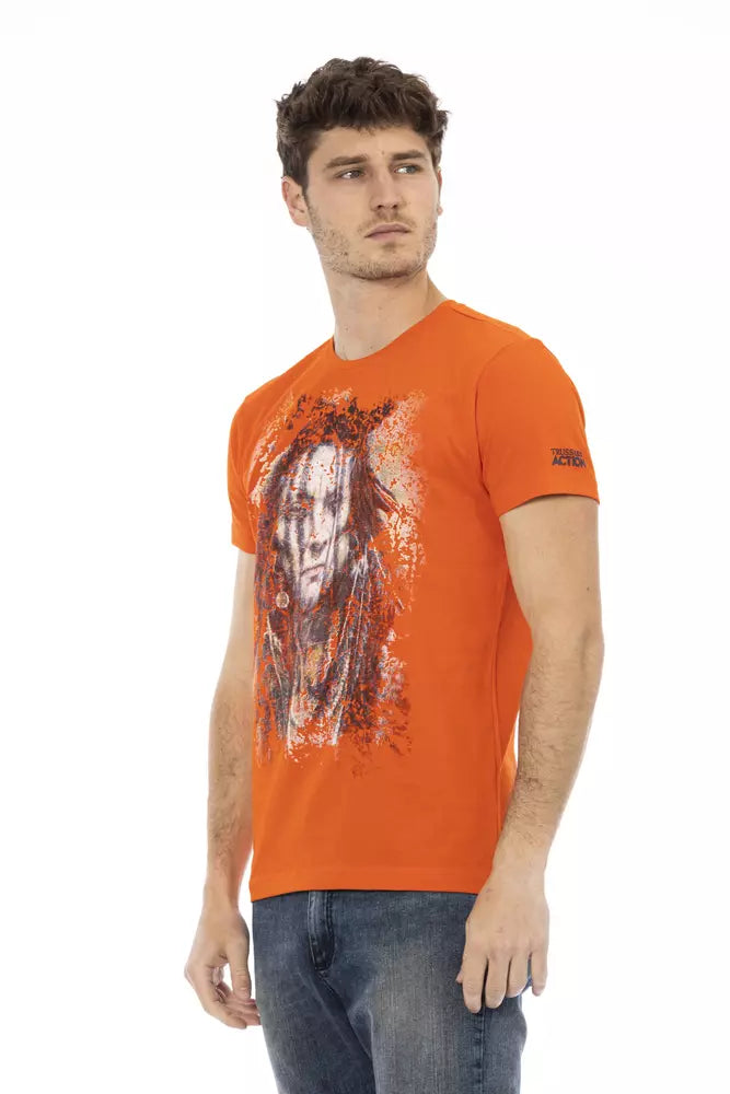 Trussardi Action Orange Cotton Men T-Shirt $130.00 Trussardi Action Luzworld