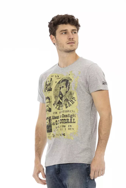 Trussardi Action Gray Cotton Men T-Shirt $130.00 Trussardi Action Luzworld