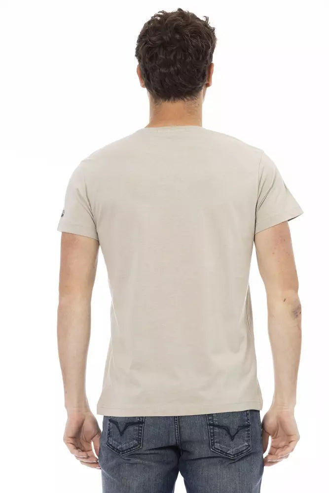 Trussardi Action Beige Cotton Men T-Shirt $130.00 Trussardi Action Luzworld