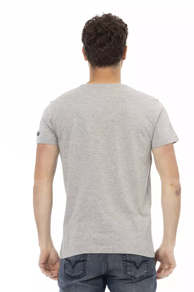 Trussardi Action Gray Cotton Men T-Shirt $130.00 Trussardi Action Luzworld