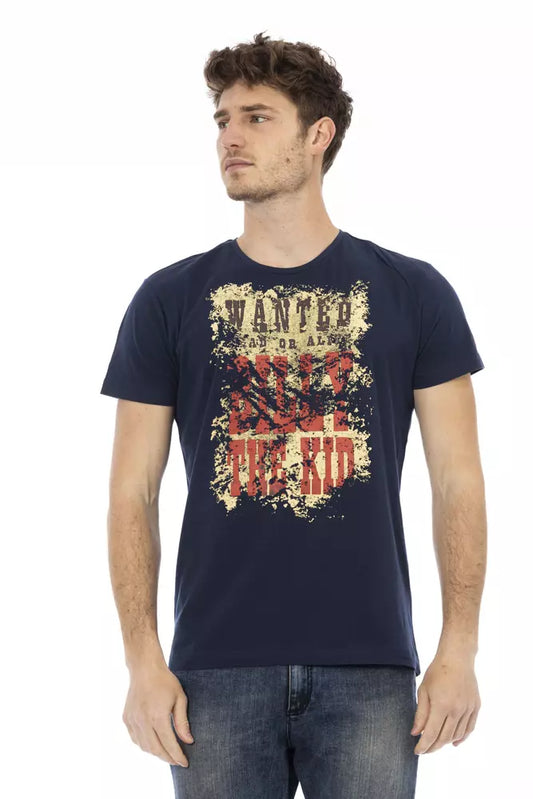 Trussardi Action Blue Cotton Men T-Shirt $130.00 Trussardi Action Luzworld