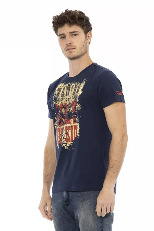 Trussardi Action Blue Cotton Men T-Shirt $130.00 Trussardi Action Luzworld