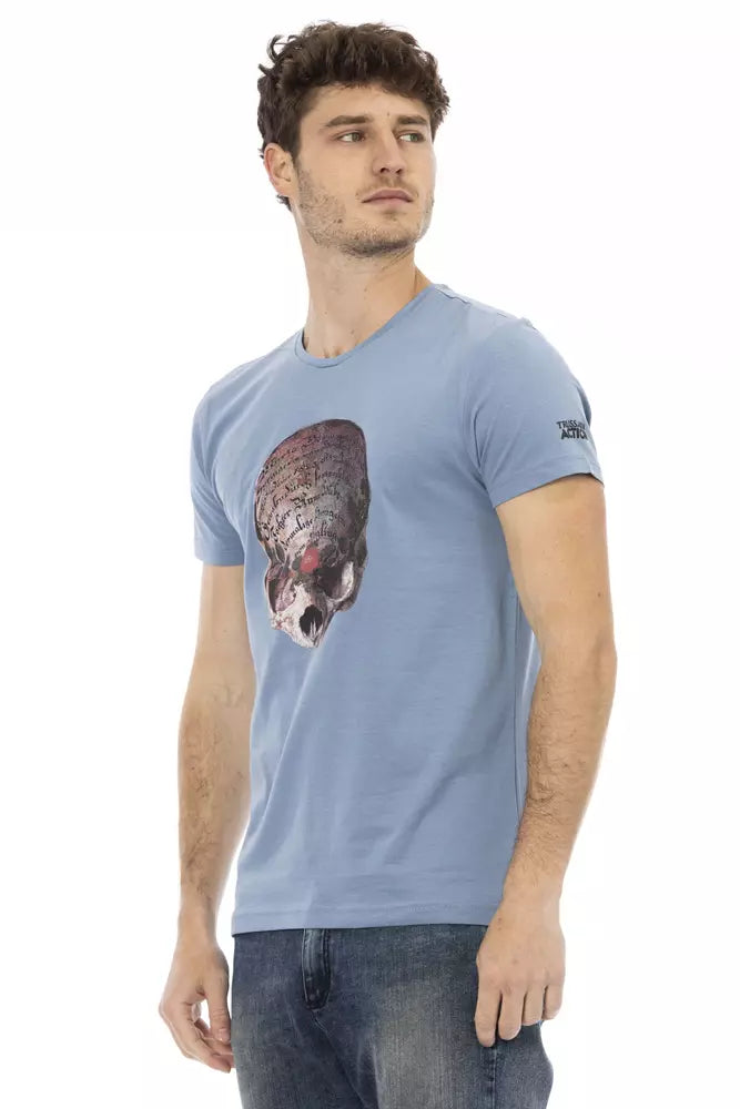 Trussardi Action Light Blue Cotton Men T-Shirt $130.00 Trussardi Action Luzworld