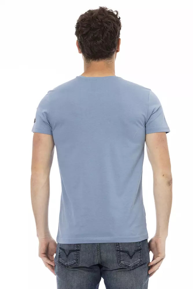 Trussardi Action Light Blue Cotton Men T-Shirt $130.00 Trussardi Action Luzworld